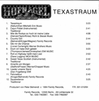 Inlett Hufnagel CD - Texastraum